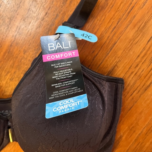 NWT Bali Comfort Revolution Front Close Smoothing Sz 42C Black Underwire Bra - Picture 4 of 8
